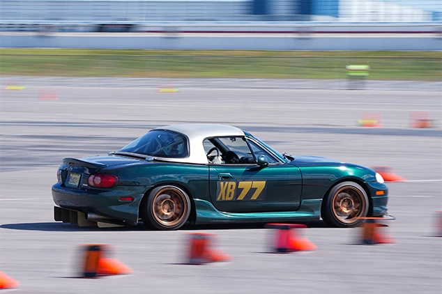Marquette's K-swapped Miata autocrossing